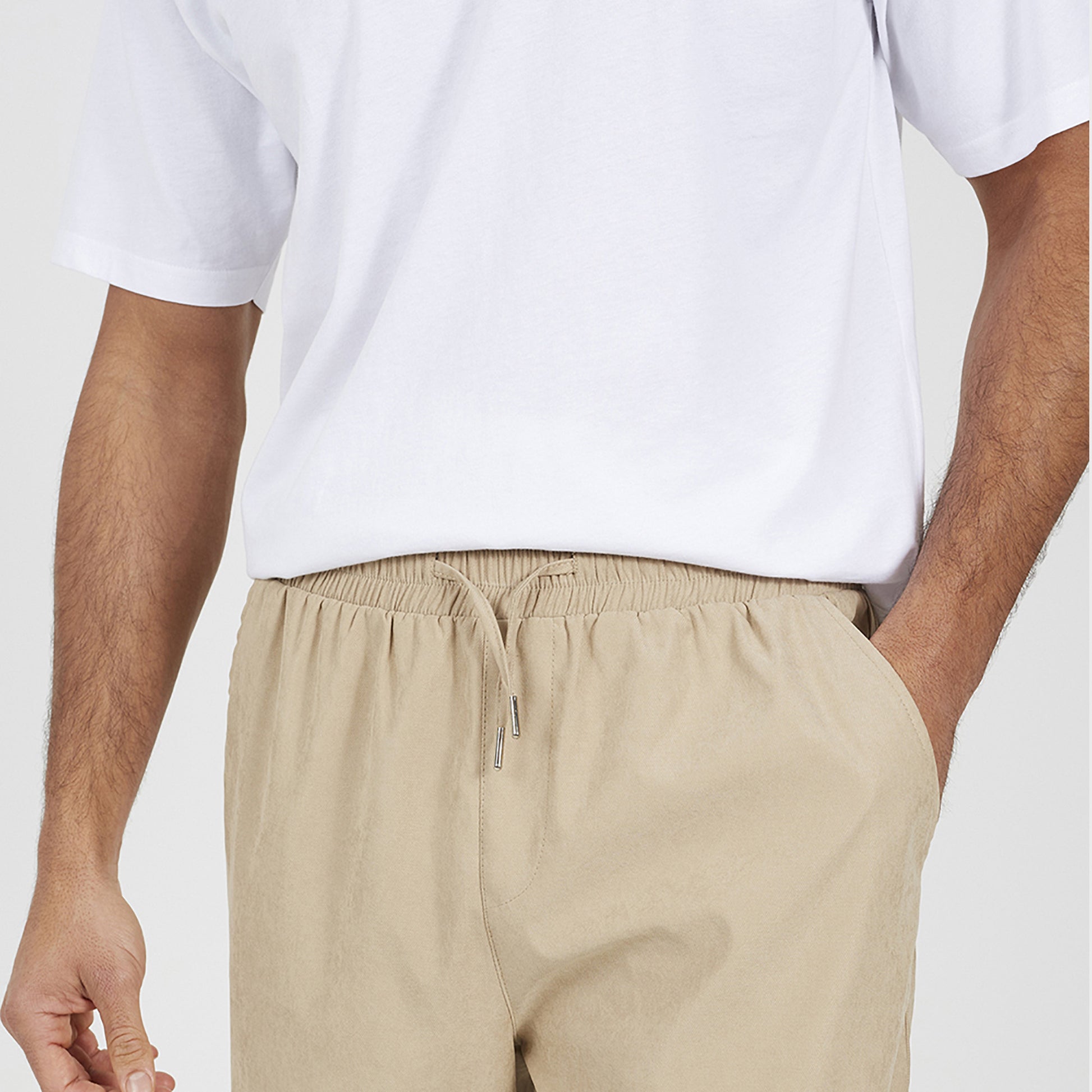 Brave Soul Stone Elasticated Waist Trousers - Stone Image 4