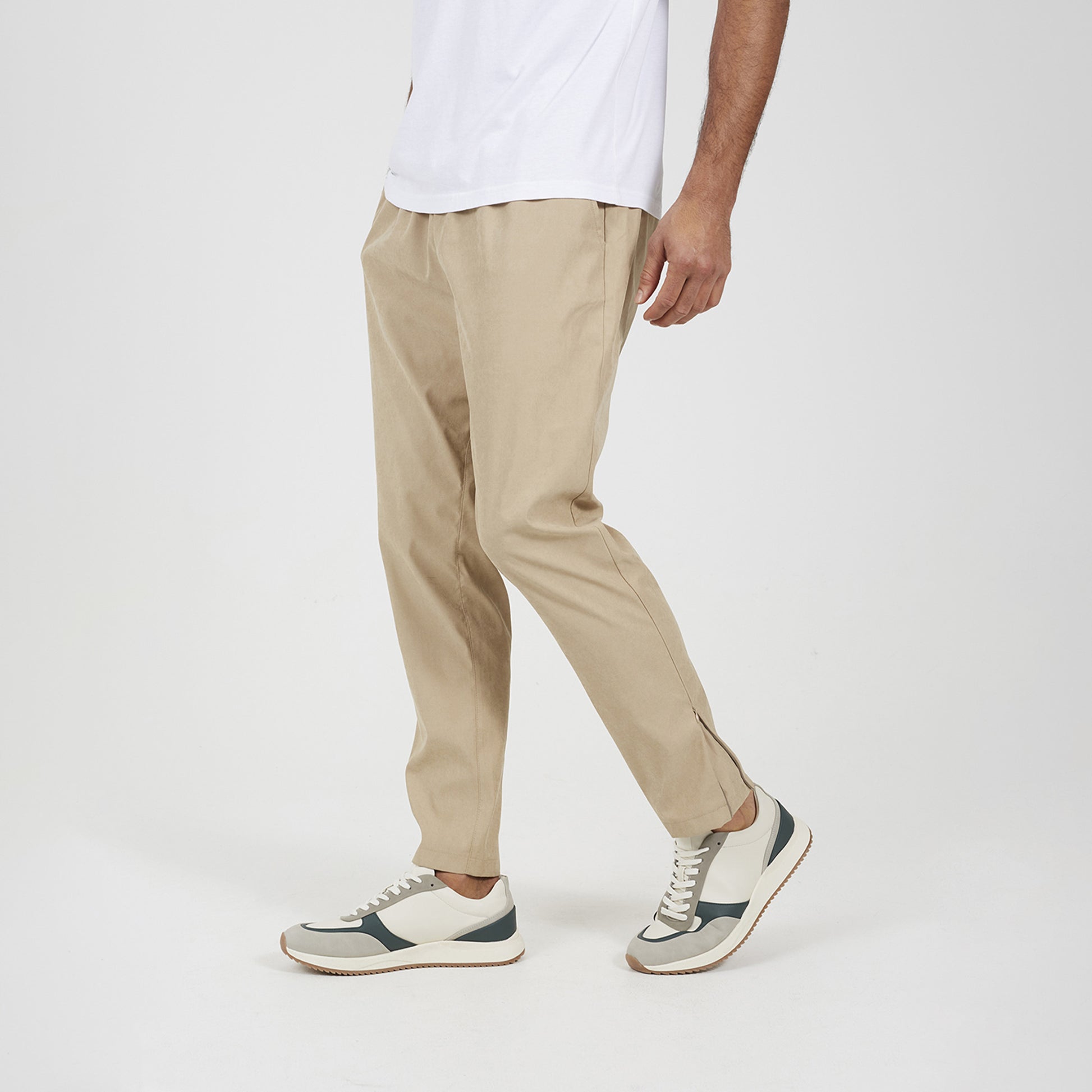 Brave Soul Stone Elasticated Waist Trousers - Stone Image 1