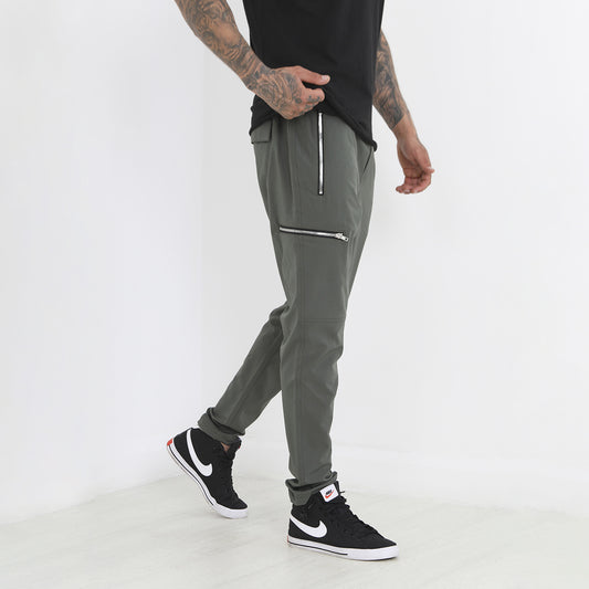 Brave Soul Khaki Elasticated Waist Utility Trousers - Khaki Image 1