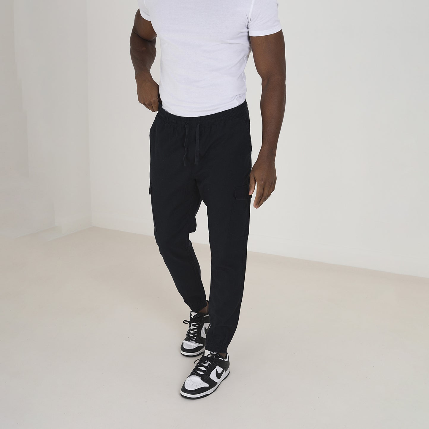 Brave Soul Navy Cotton Linen Blend Cargo Trousers - Navy Image 1