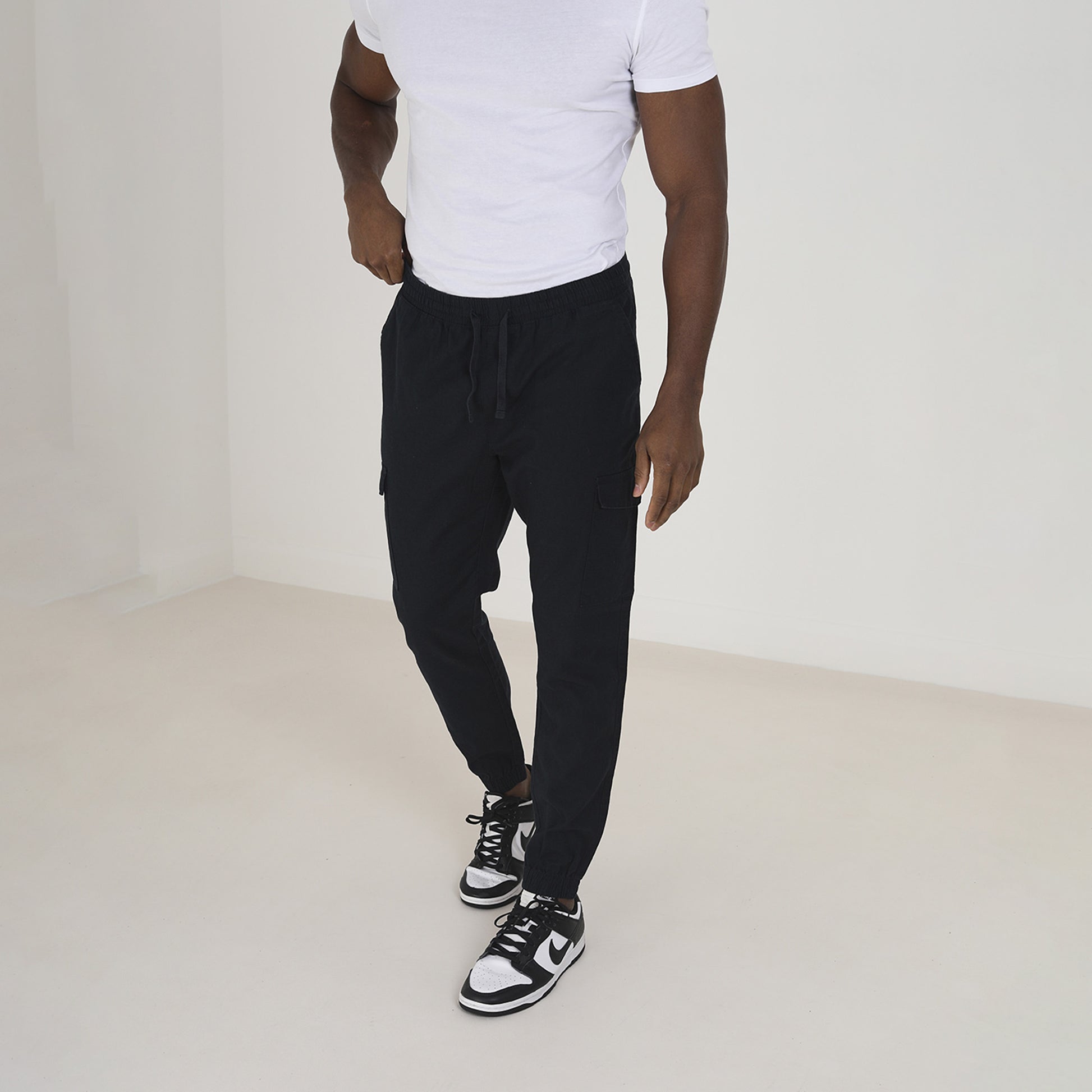 Brave Soul Navy Cotton Linen Blend Cargo Trousers - Navy Image 1