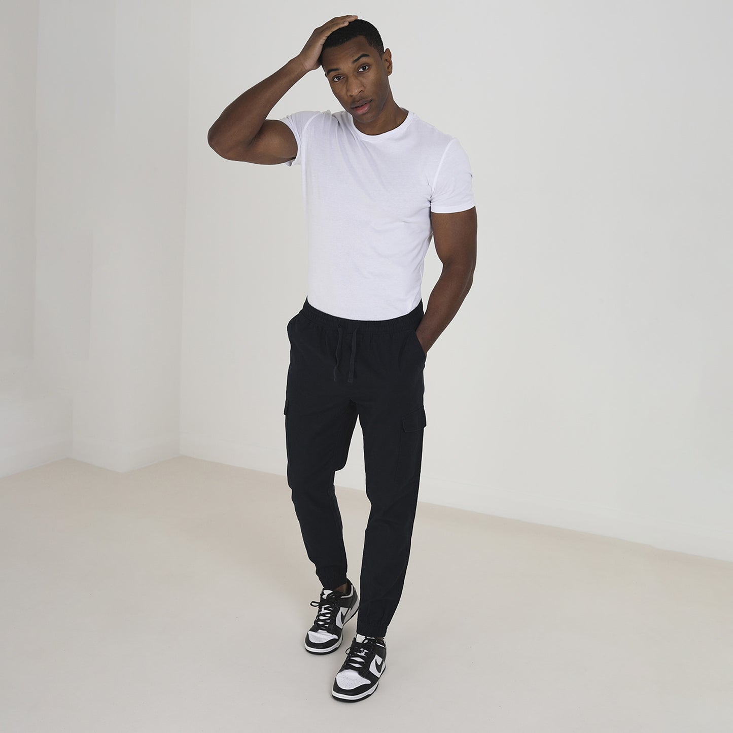 Brave Soul Navy Cotton Linen Blend Cargo Trousers - Navy Image 3