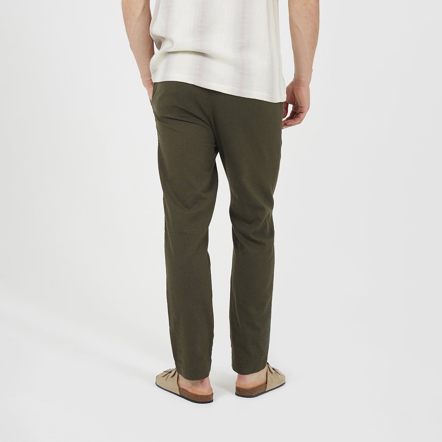 Brave Soul Khaki Relaxed Fit Linen Blend Trousers - Khaki Image 2