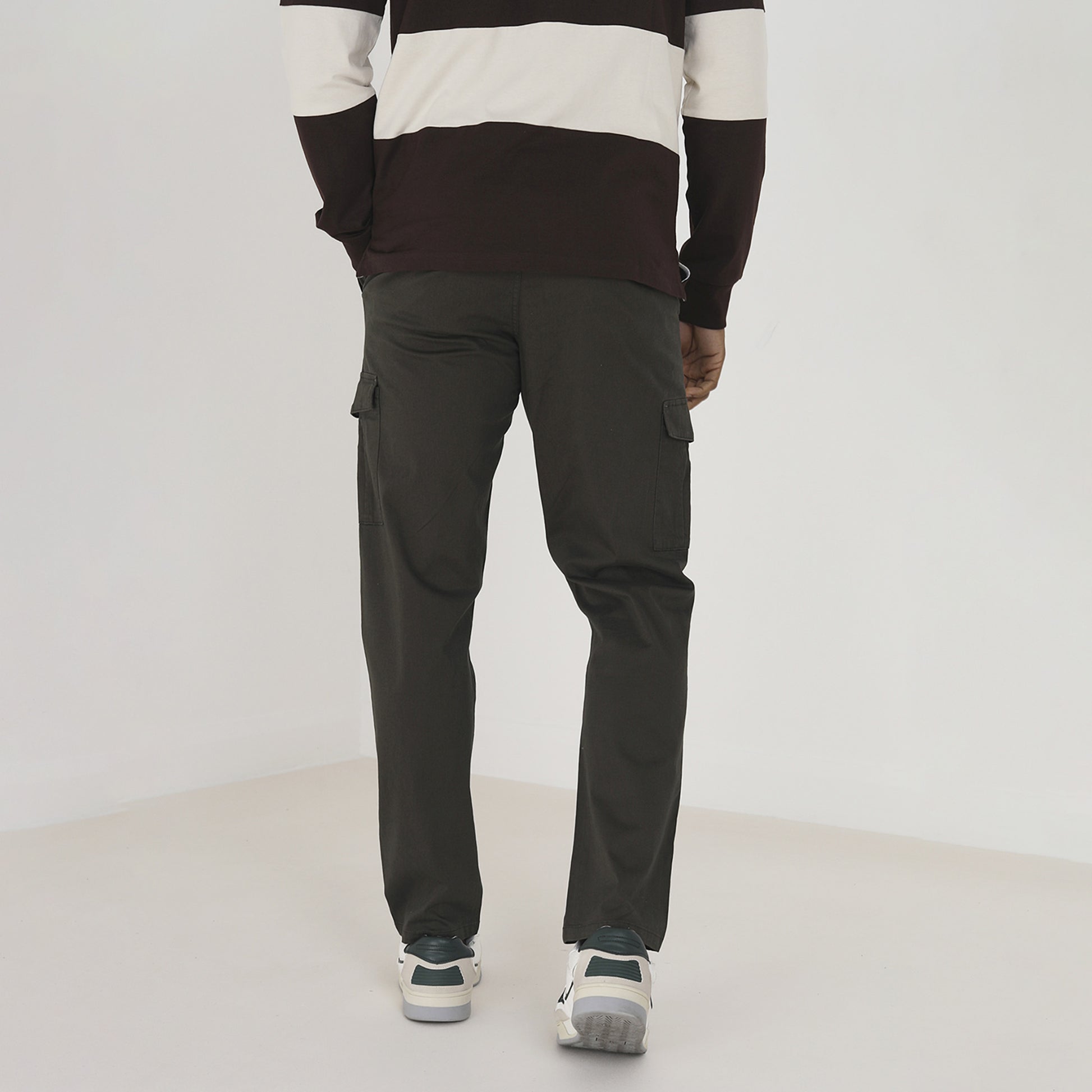 Brave Soul Khaki Cotton Twill Cargo Style Chino Trousers - Khaki Image 2