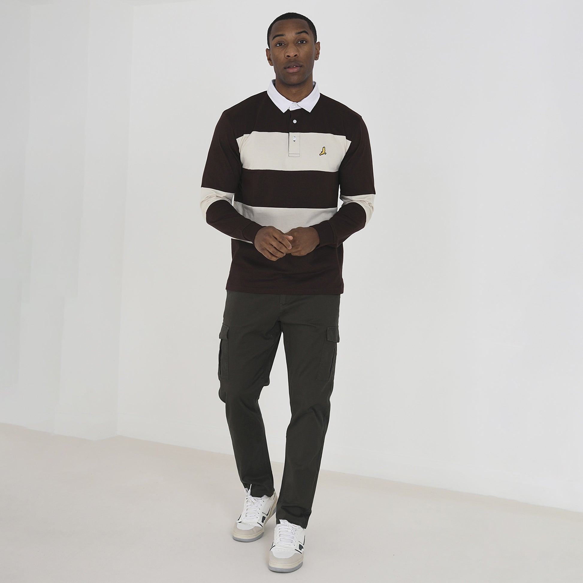 Brave Soul Khaki Cotton Twill Cargo Style Chino Trousers - Khaki Image 3