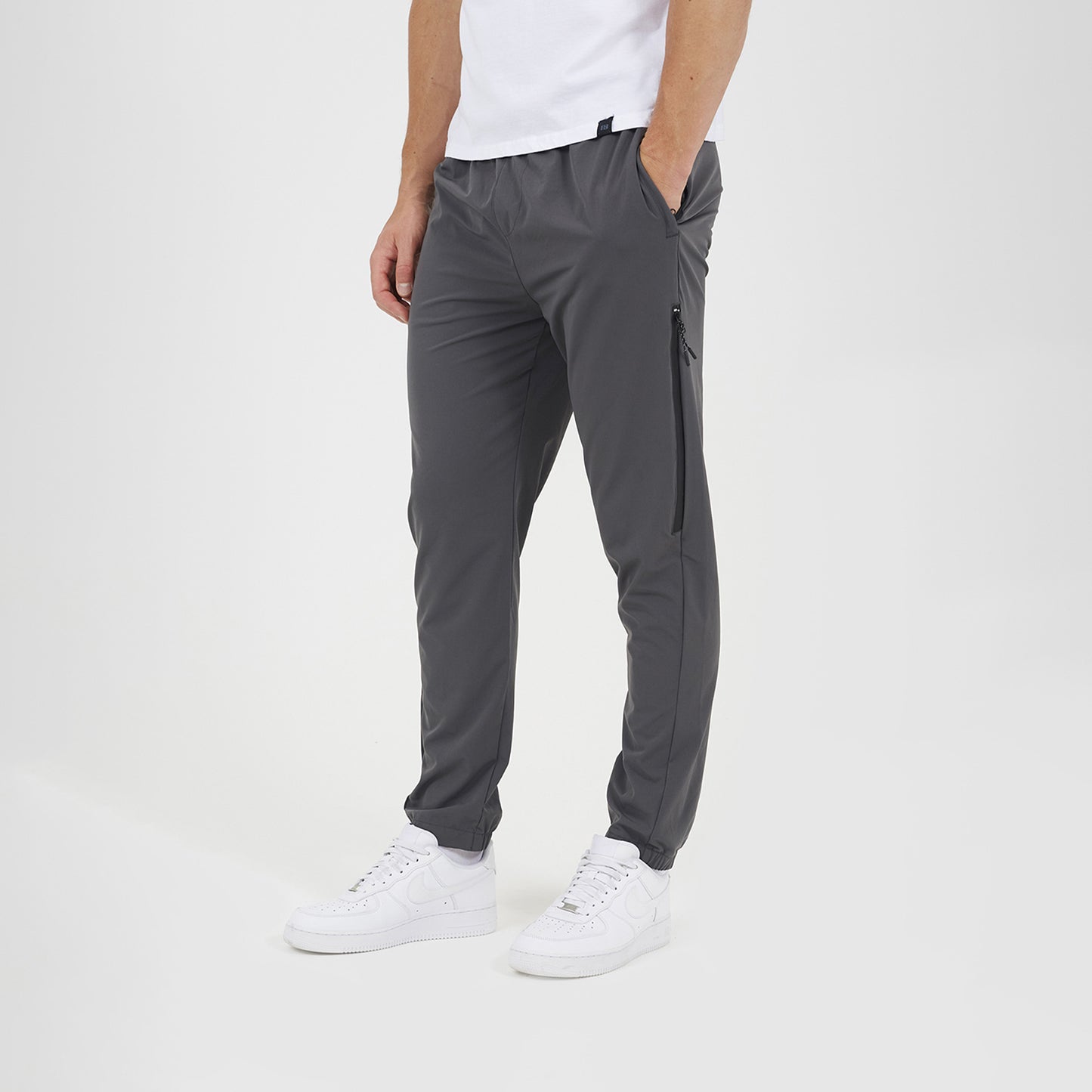 Brave Soul Dark Grey Straight Leg Elasticated Waist Trousers - Dark Grey Image 1