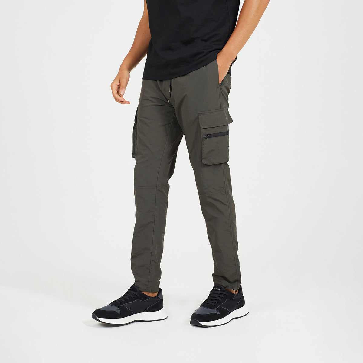 Brave Soul Khaki Elasticated Waist Cargo Style Trousers - Khaki Image 1