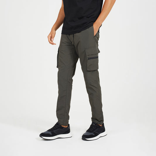 Brave Soul Khaki Elasticated Waist Cargo Style Trousers - Khaki Image 1