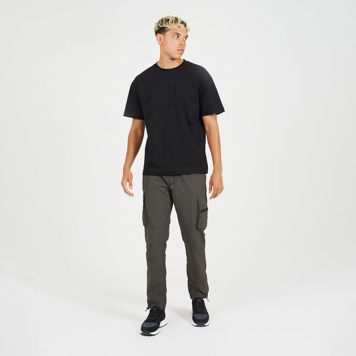Brave Soul Khaki Elasticated Waist Cargo Style Trousers - Khaki Image 3