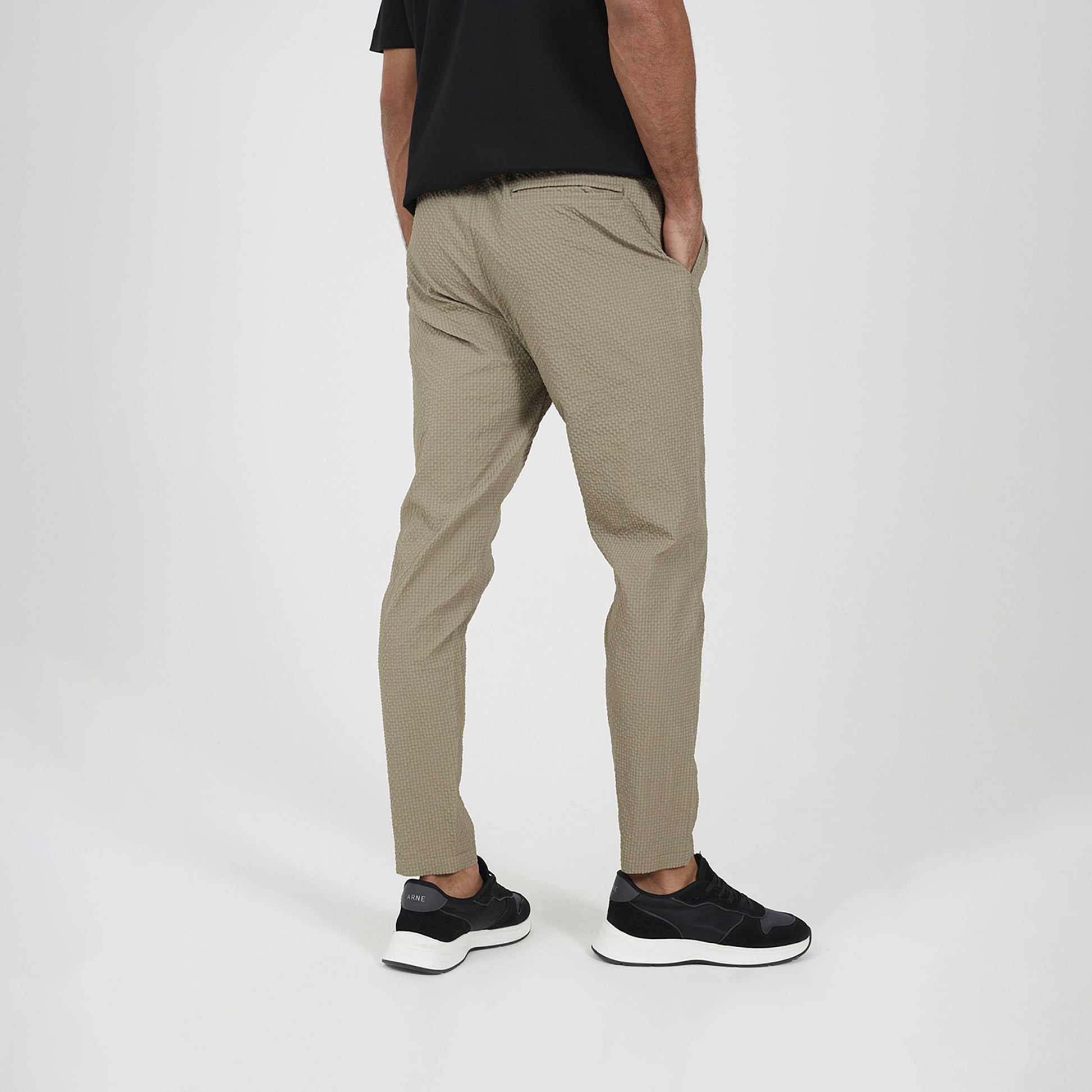 Brave Soul Taupe Slim Leg Seersucker Trousers - Taupe Image 2