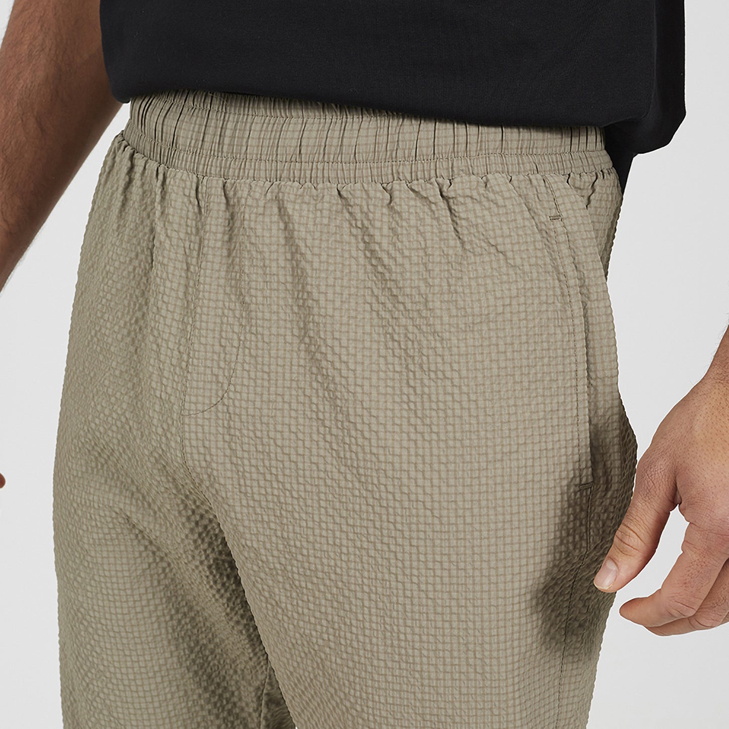 Brave Soul Taupe Slim Leg Seersucker Trousers - Taupe Image 4