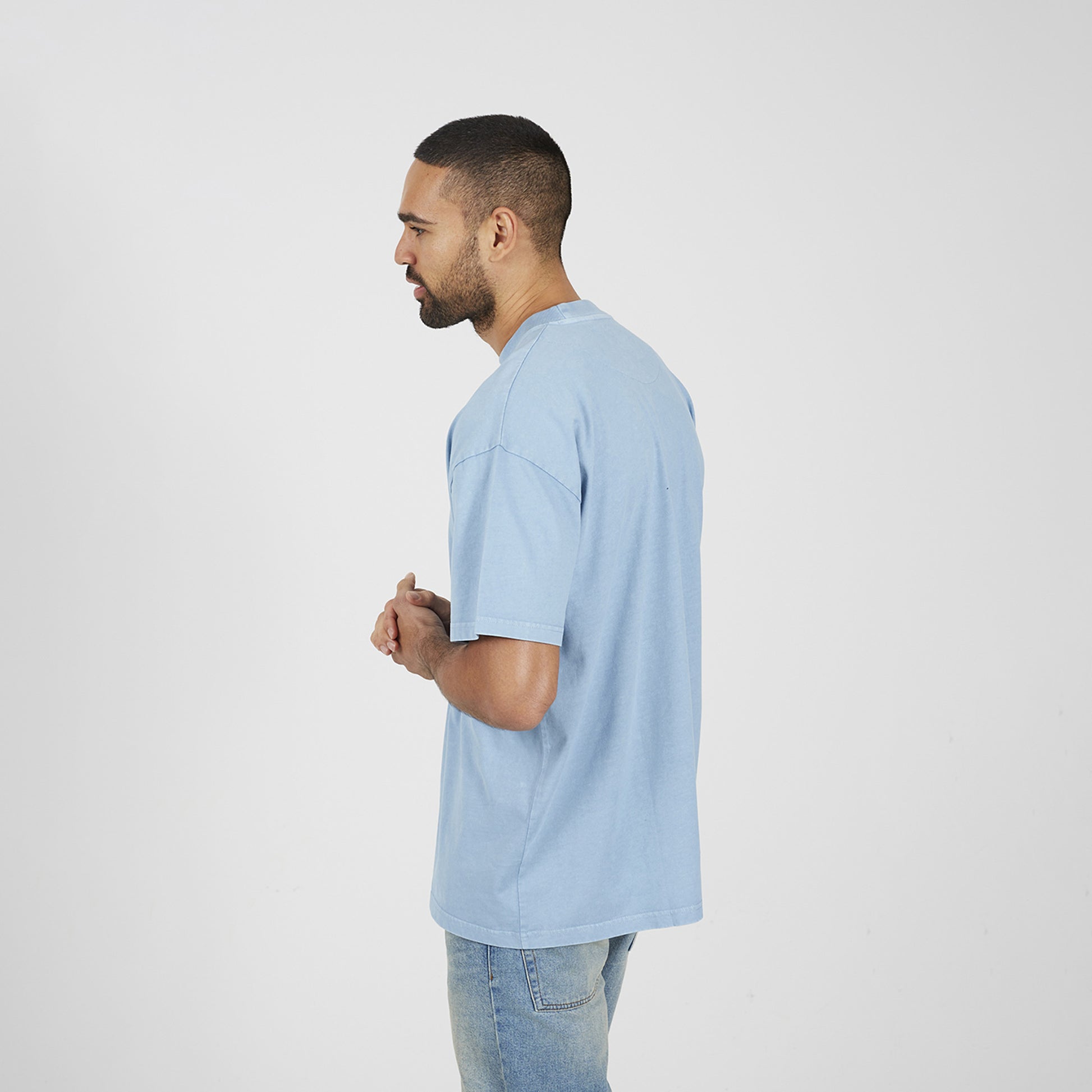Brave Soul Blue Acid Wash Oversized T-shirt - Blue Image 2
