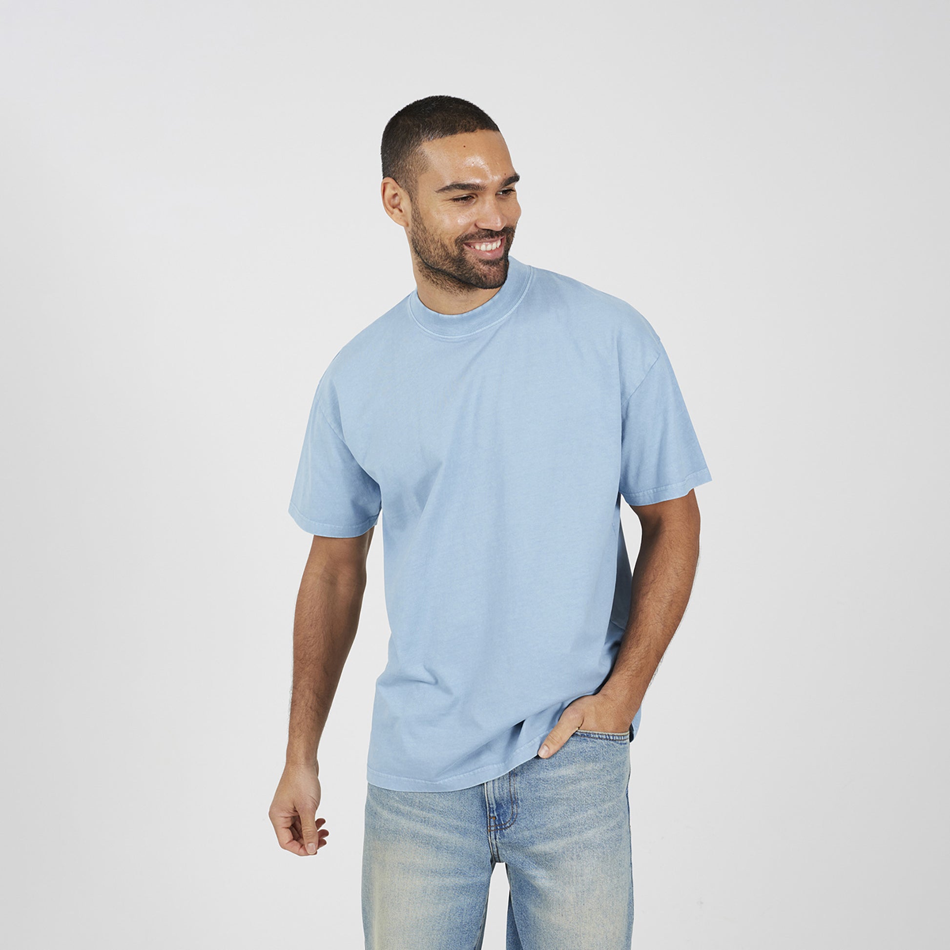Brave Soul Blue Acid Wash Oversized T-shirt - Blue Image 1