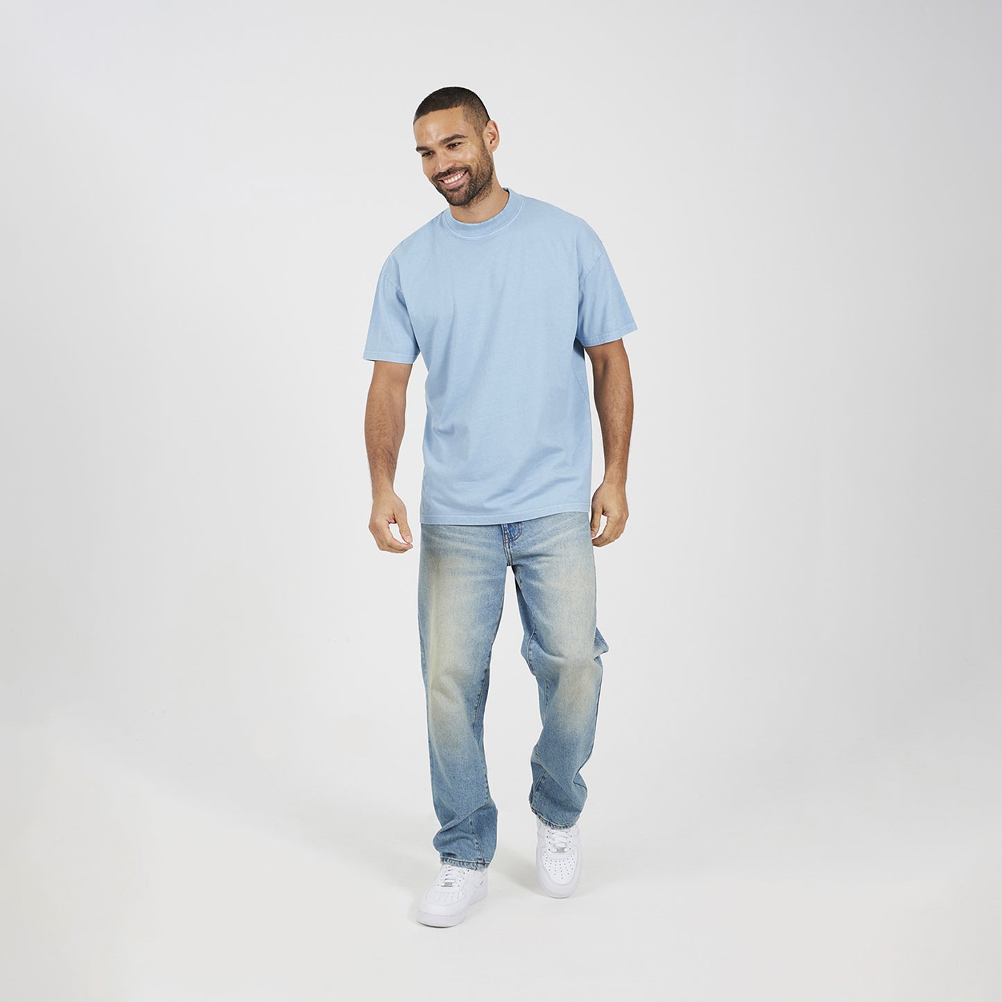 Brave Soul Blue Acid Wash Oversized T-shirt - Blue Image 3