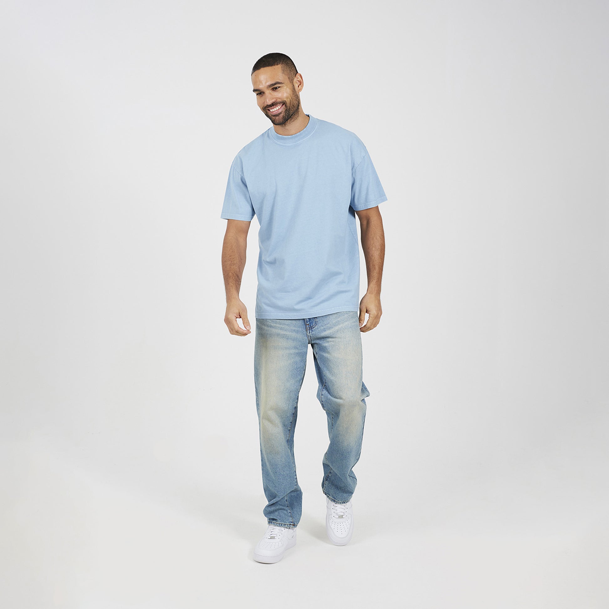 Brave Soul Blue Acid Wash Oversized T-shirt - Blue Image 3