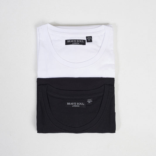 Brave Soul White 2 Pack Crew Neck T-Shirts - White Image 1