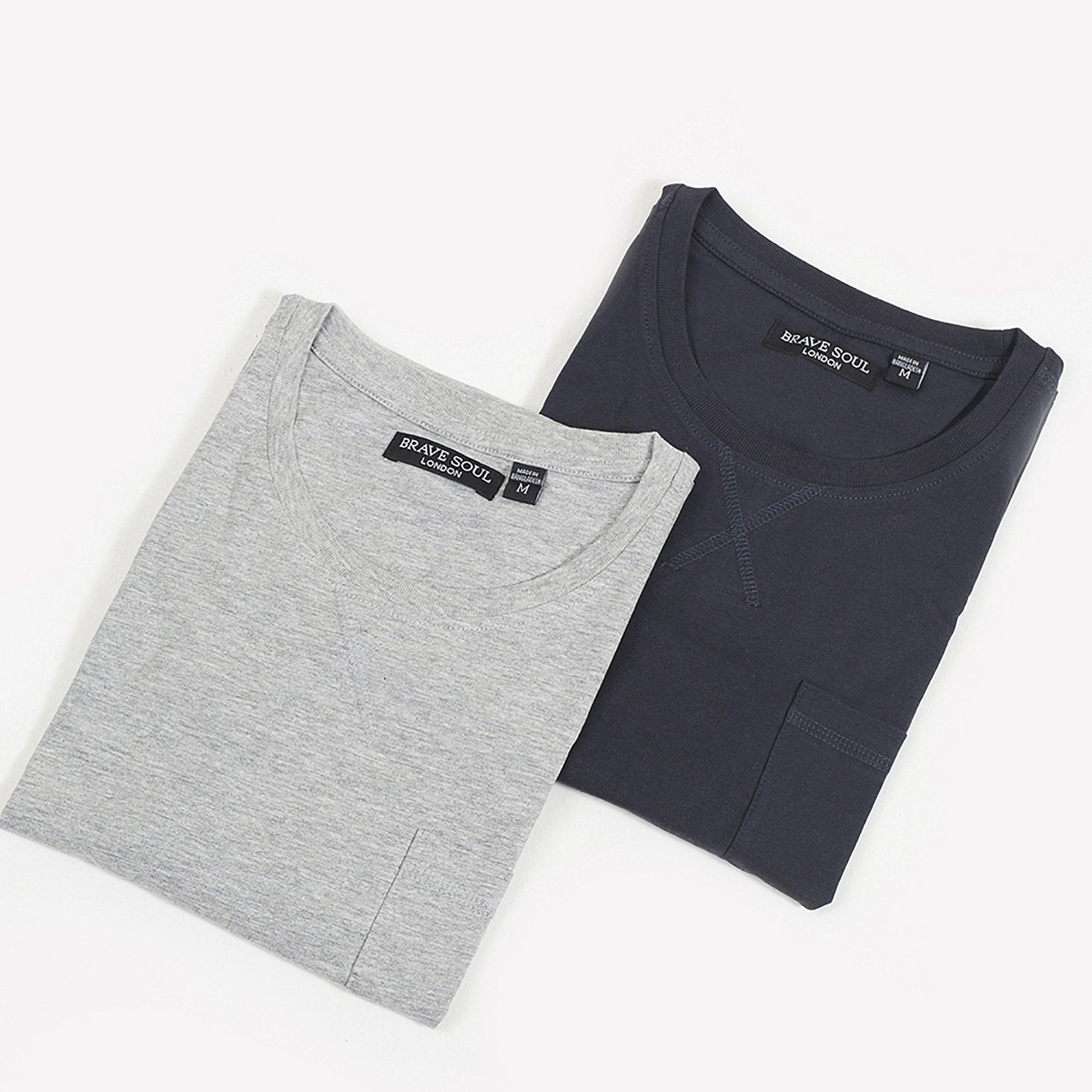 Brave Soul Navy 2 Pack Crew Neck T-Shirts - Navy Image 1