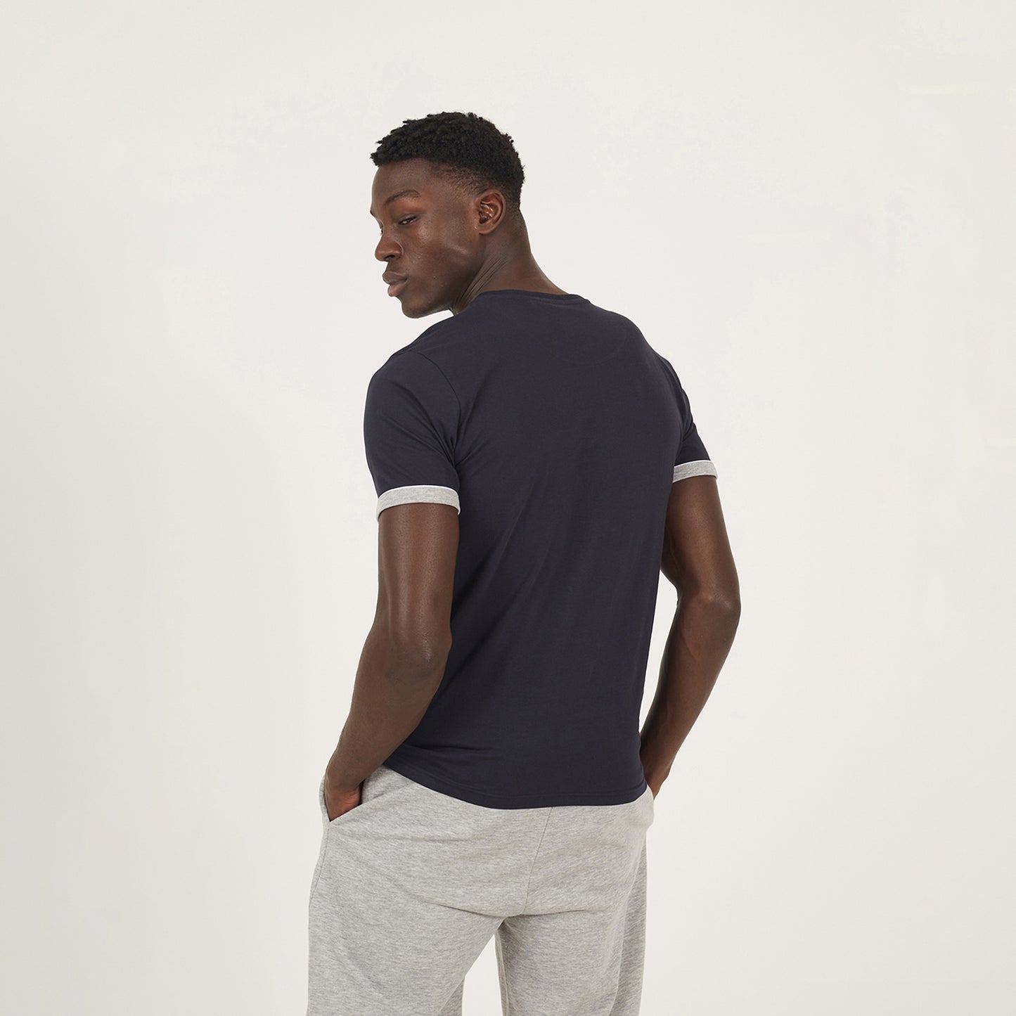Brave Soul Navy 3-Pack Crew Neck T-Shirts with Contrast Piping - Navy Image 3