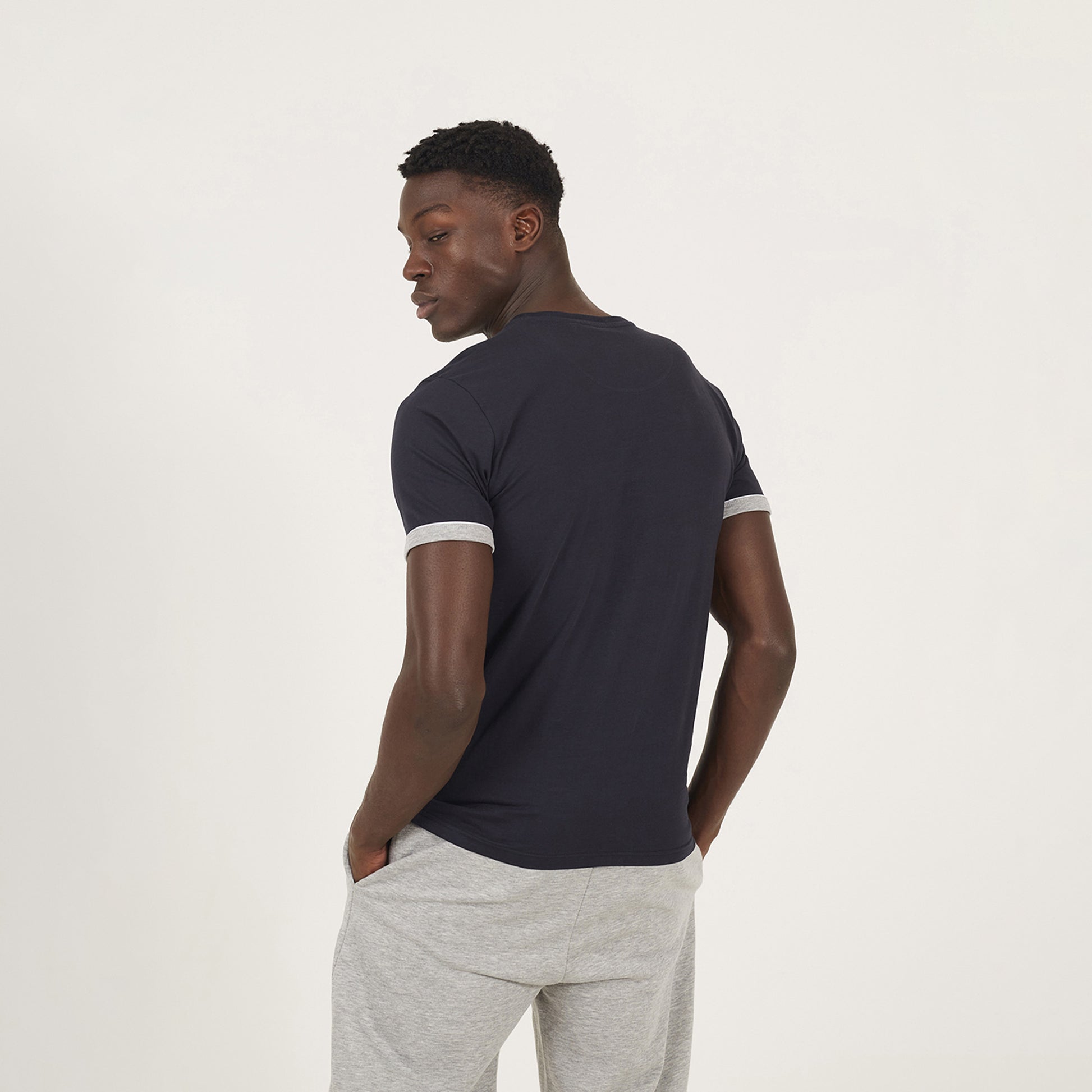 Brave Soul Navy 3-Pack Crew Neck T-Shirts with Contrast Piping - Navy Image 3