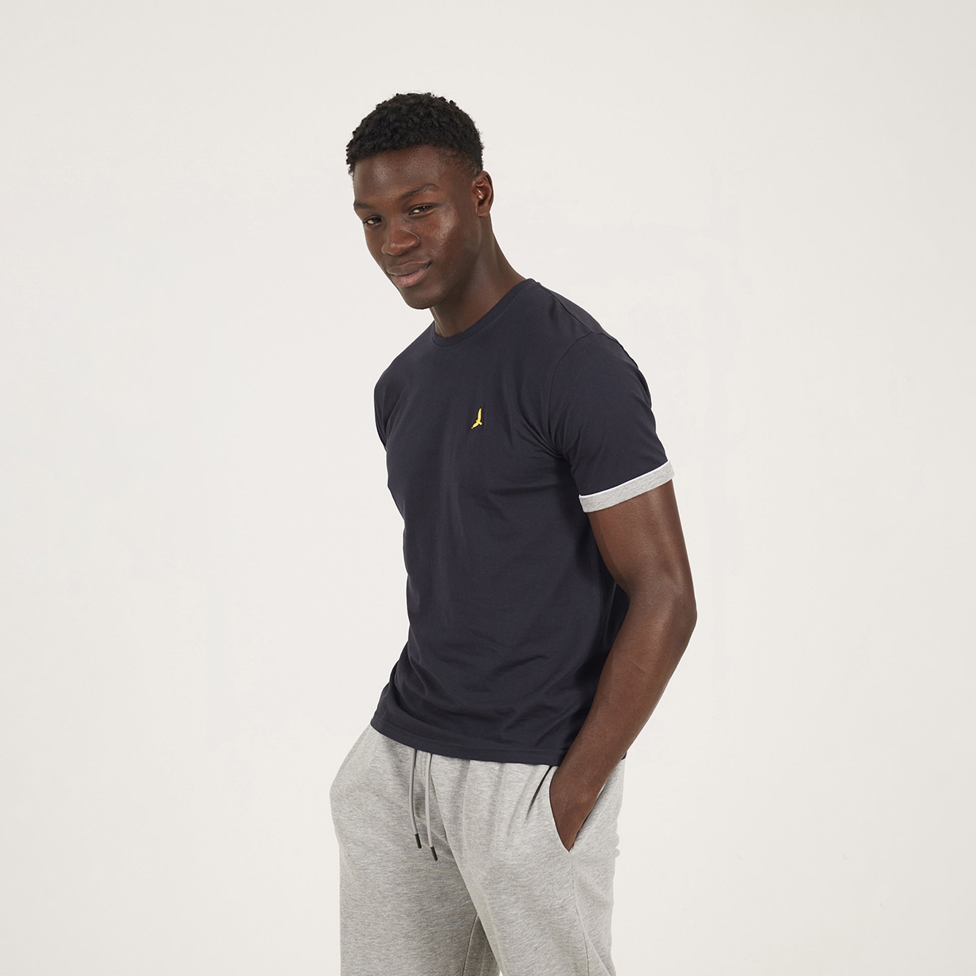 Brave Soul Navy 3-Pack Crew Neck T-Shirts with Contrast Piping - Navy Image 2