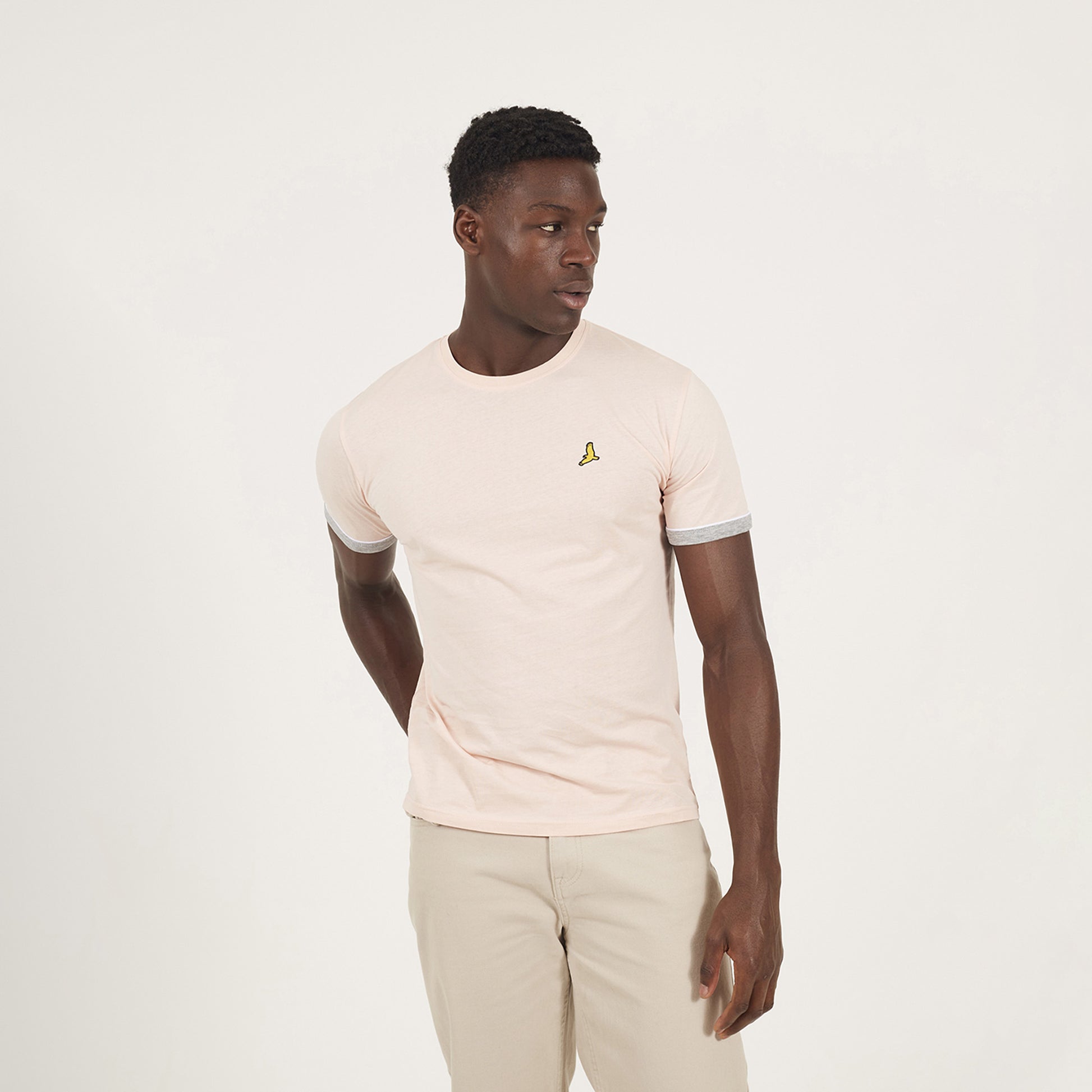 Brave Soul Light Blue 3-Pack Crew Neck T-Shirts with Contrast Piping - Light Blue Image 4