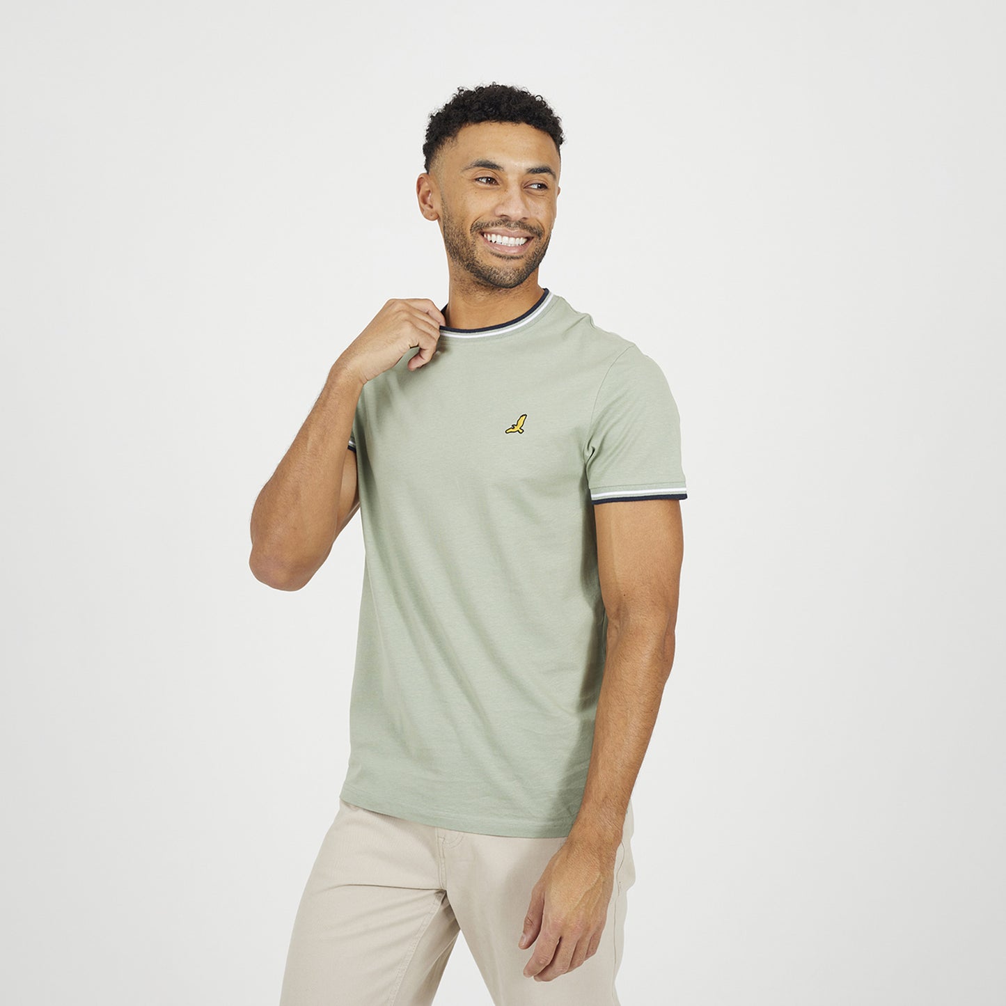 Brave Soul Pale Green 3-Pack Crew Neck T-Shirts with Rib Detail - Pale Green Image 2