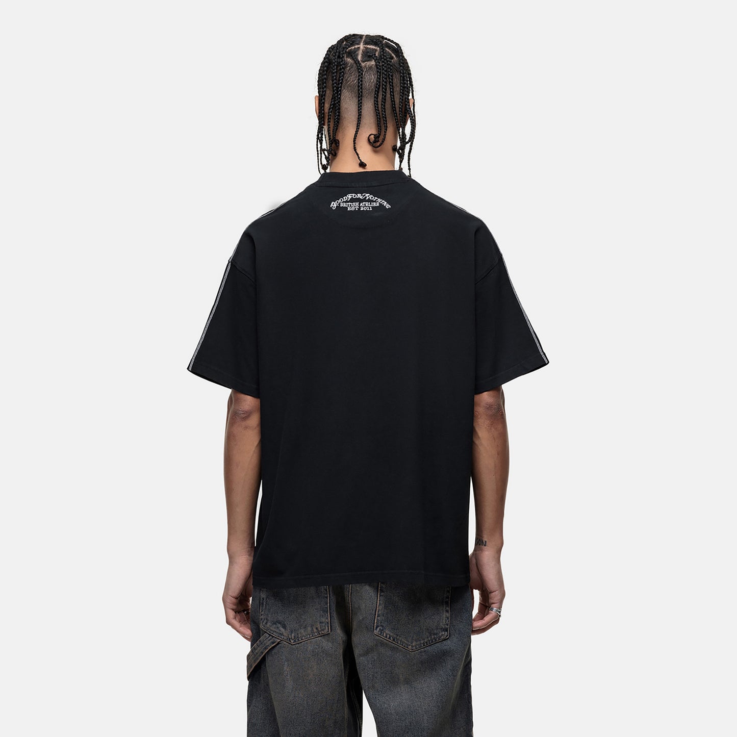 Good For Nothing Black Washed Oversized T-Shirt - Black Image 2