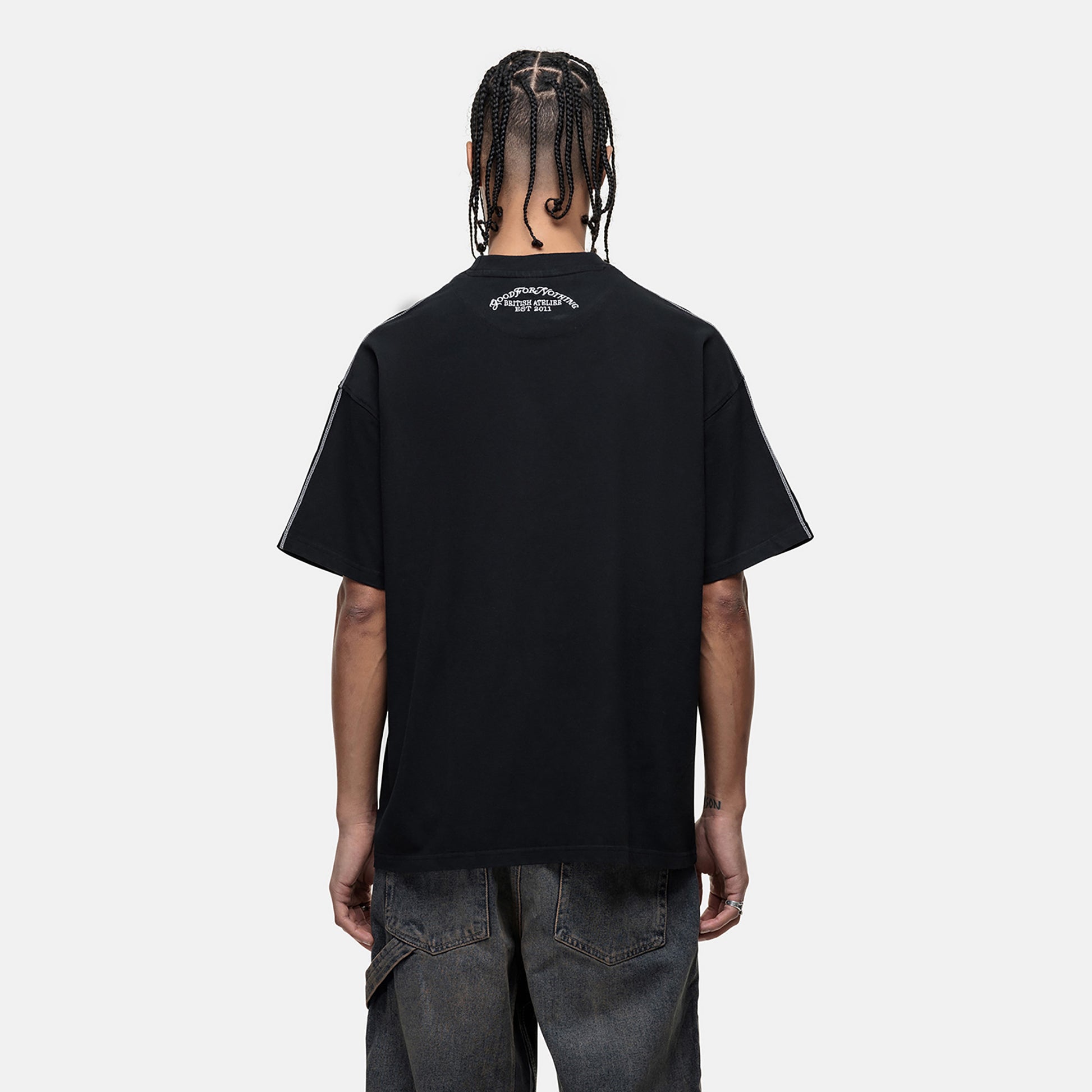 Good For Nothing Black Washed Oversized T-Shirt - Black Image 2