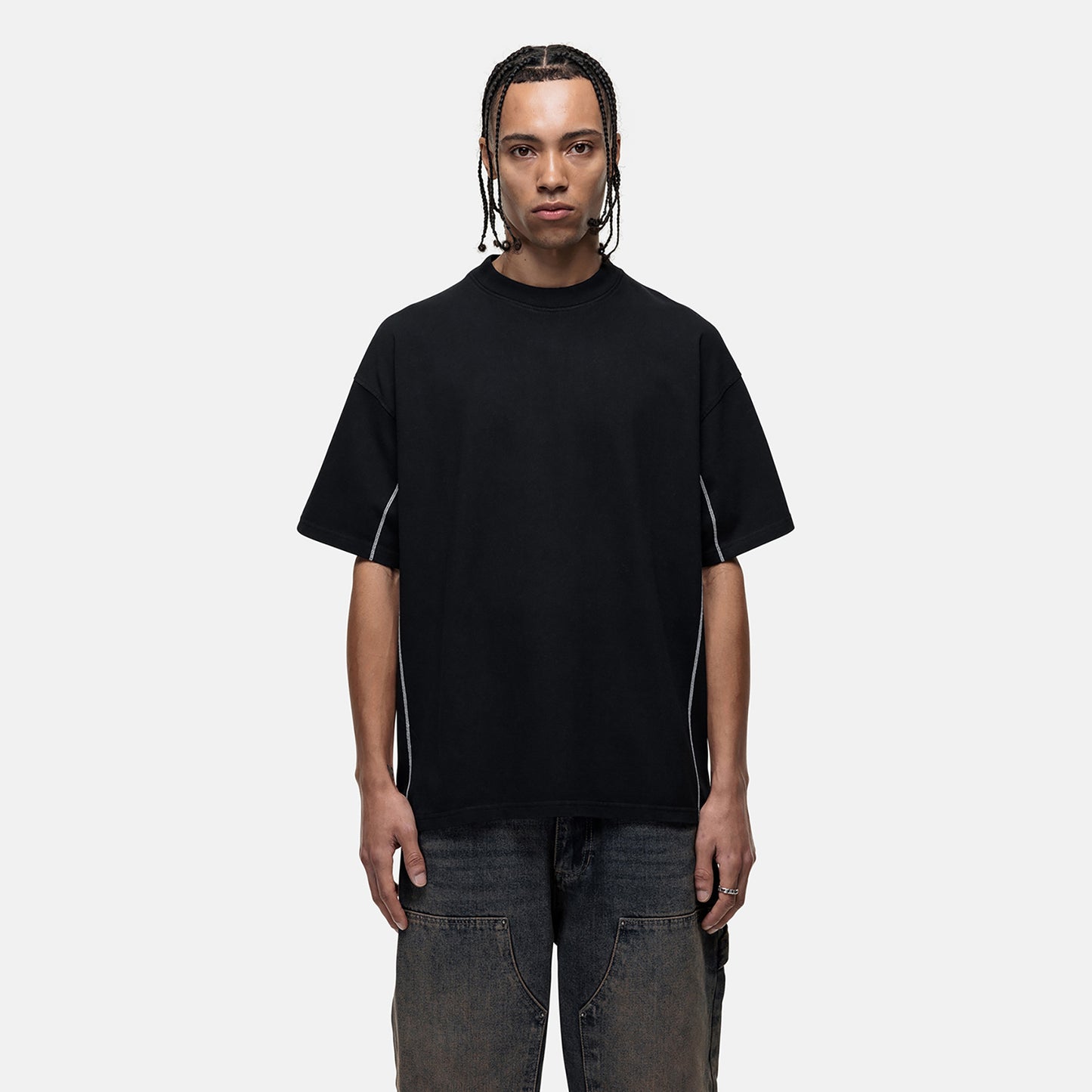 Good For Nothing Black Washed Oversized T-Shirt - Black Image 1