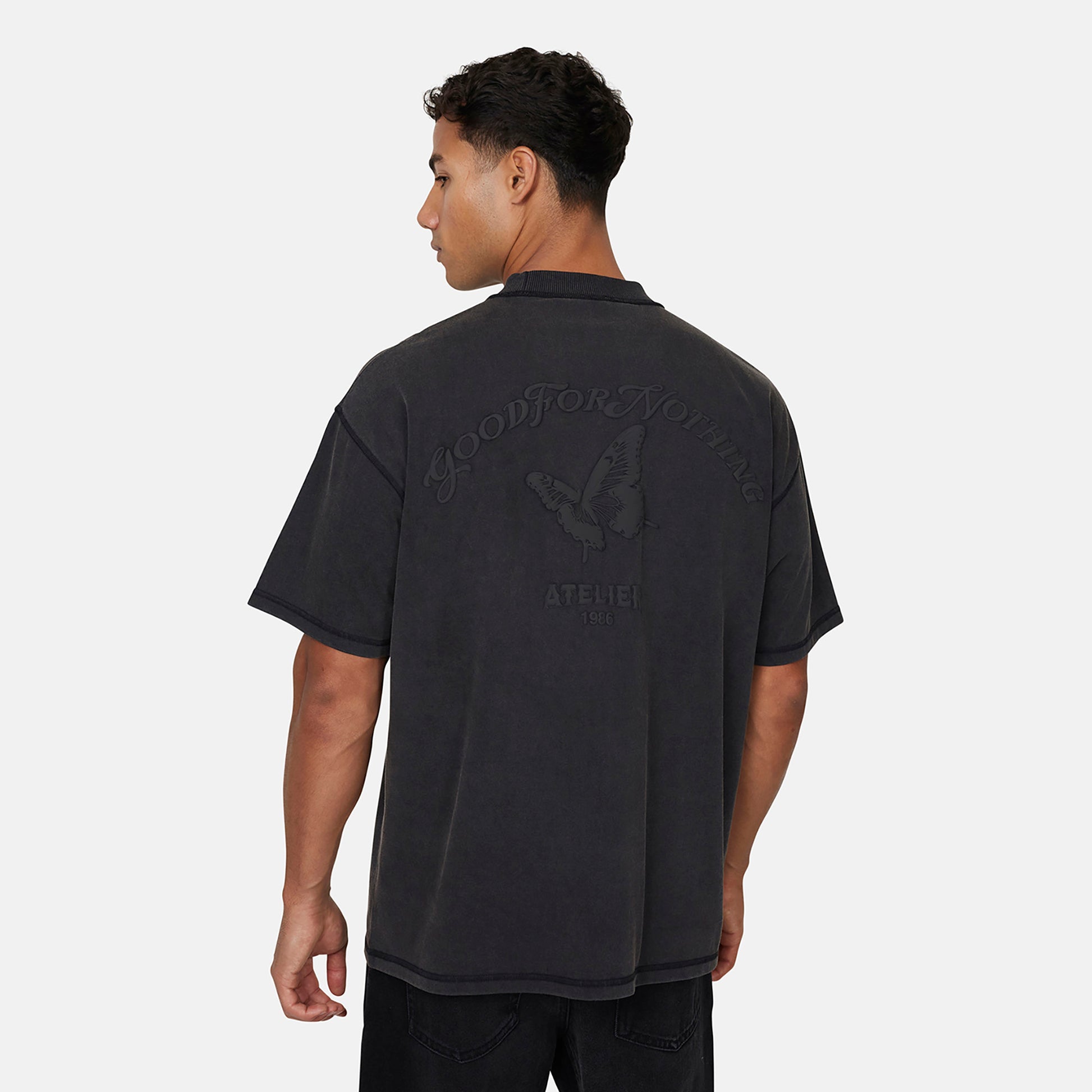 Good For Nothing  Black Washed Relaxed Fit T-shirt - Black Image 4