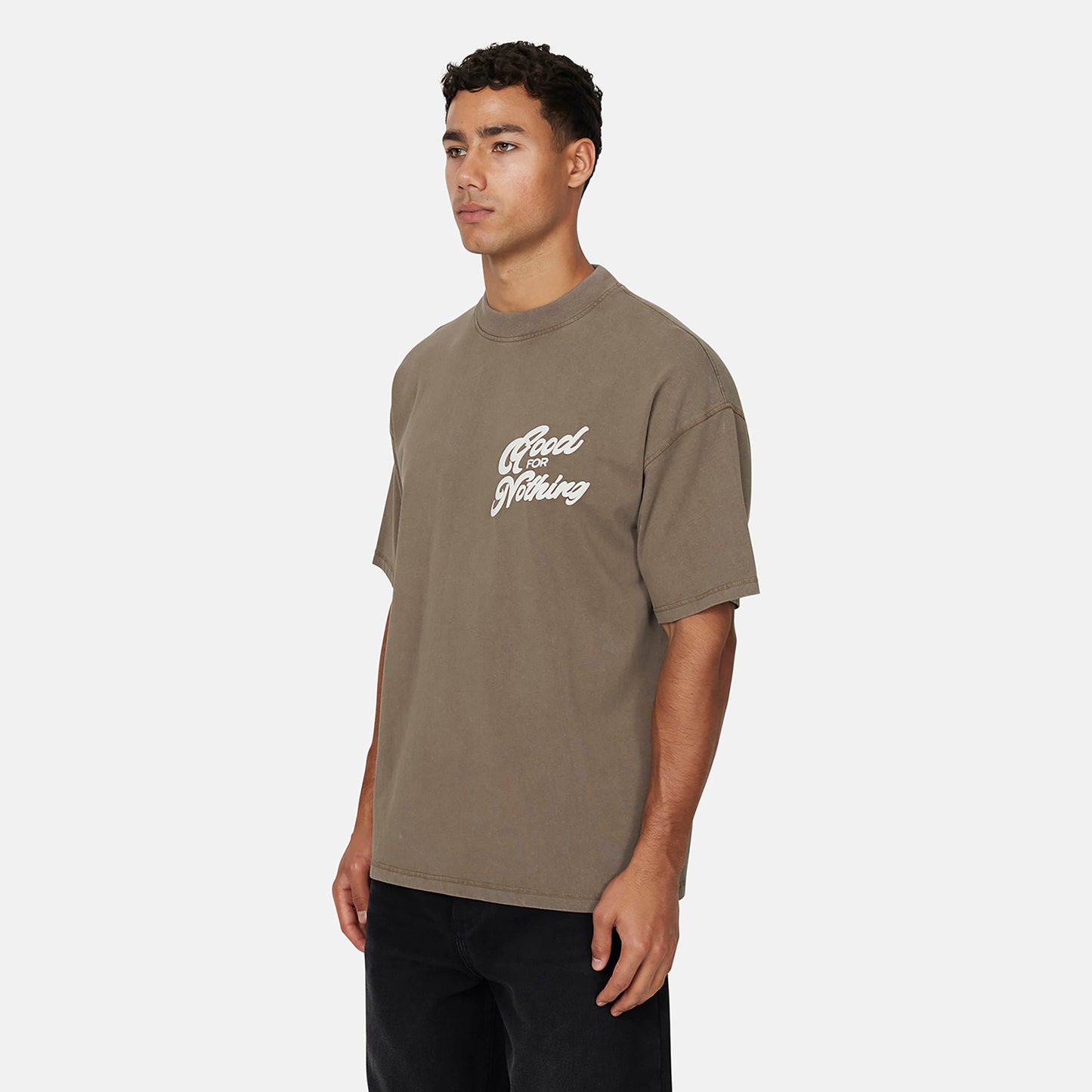 Good For Nothing  Fawn Oversized Puff Print T-Shirt - Fawn Image 5
