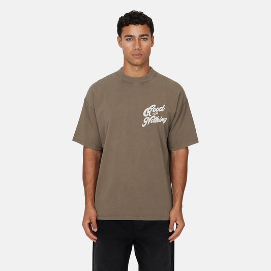 Good For Nothing  Fawn Oversized Puff Print T-Shirt - Fawn Image 1