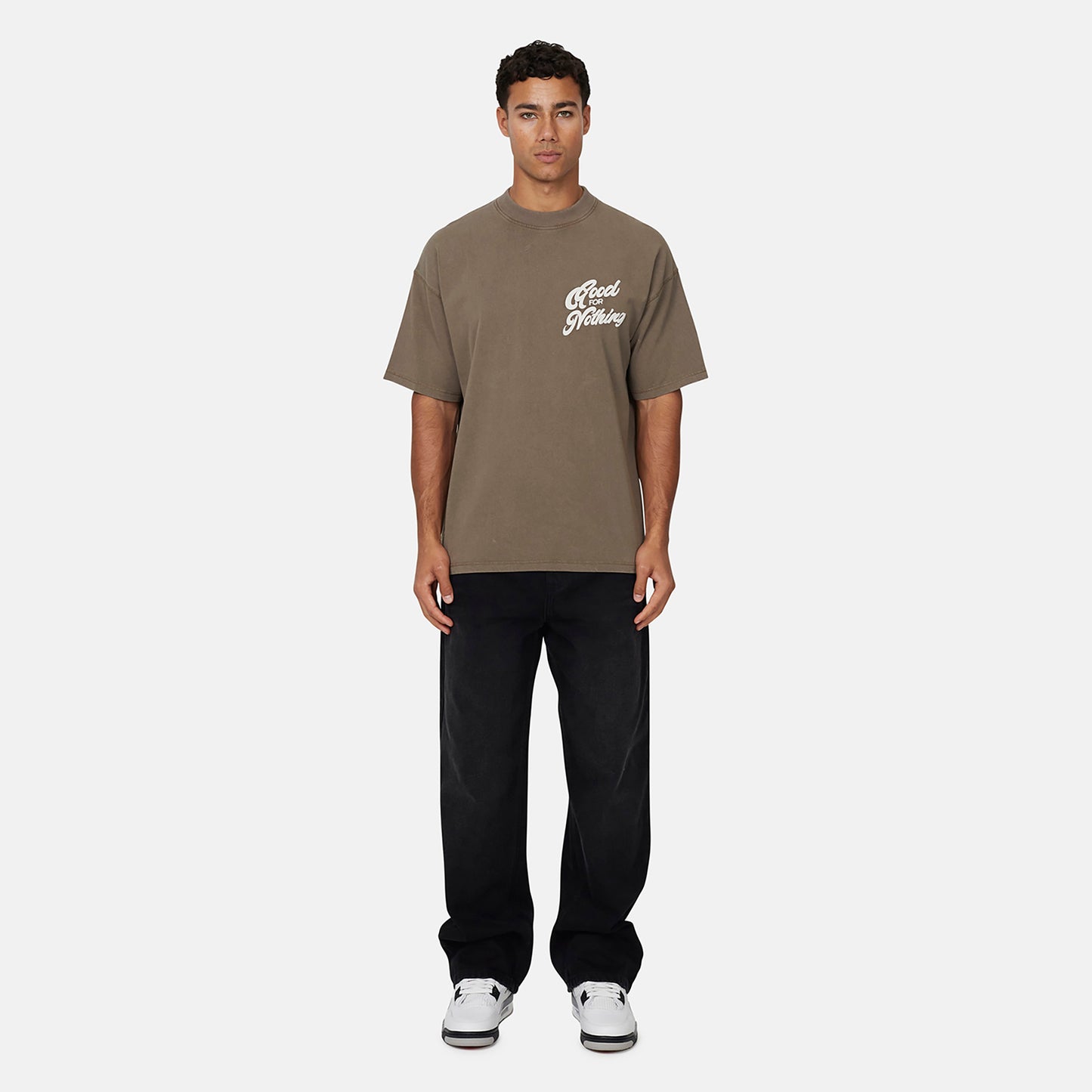 Good For Nothing  Fawn Oversized Puff Print T-Shirt - Fawn Image 4