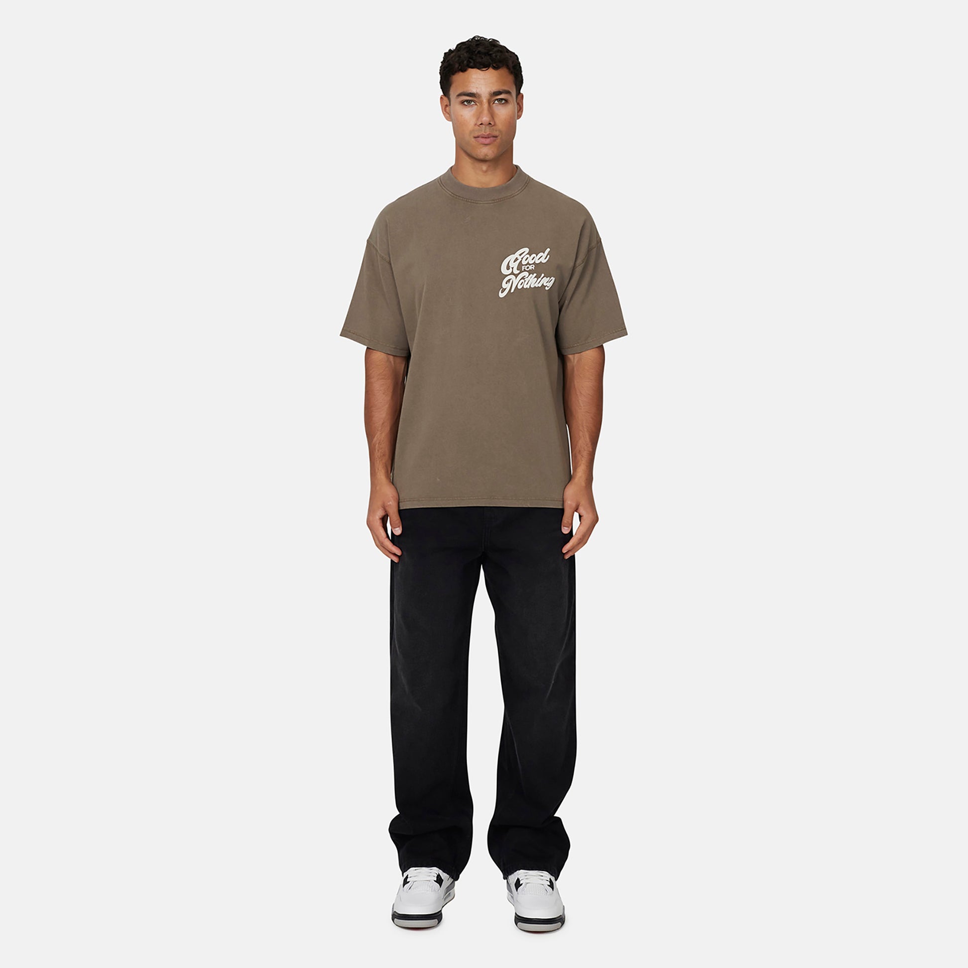 Good For Nothing  Fawn Oversized Puff Print T-Shirt - Fawn Image 4