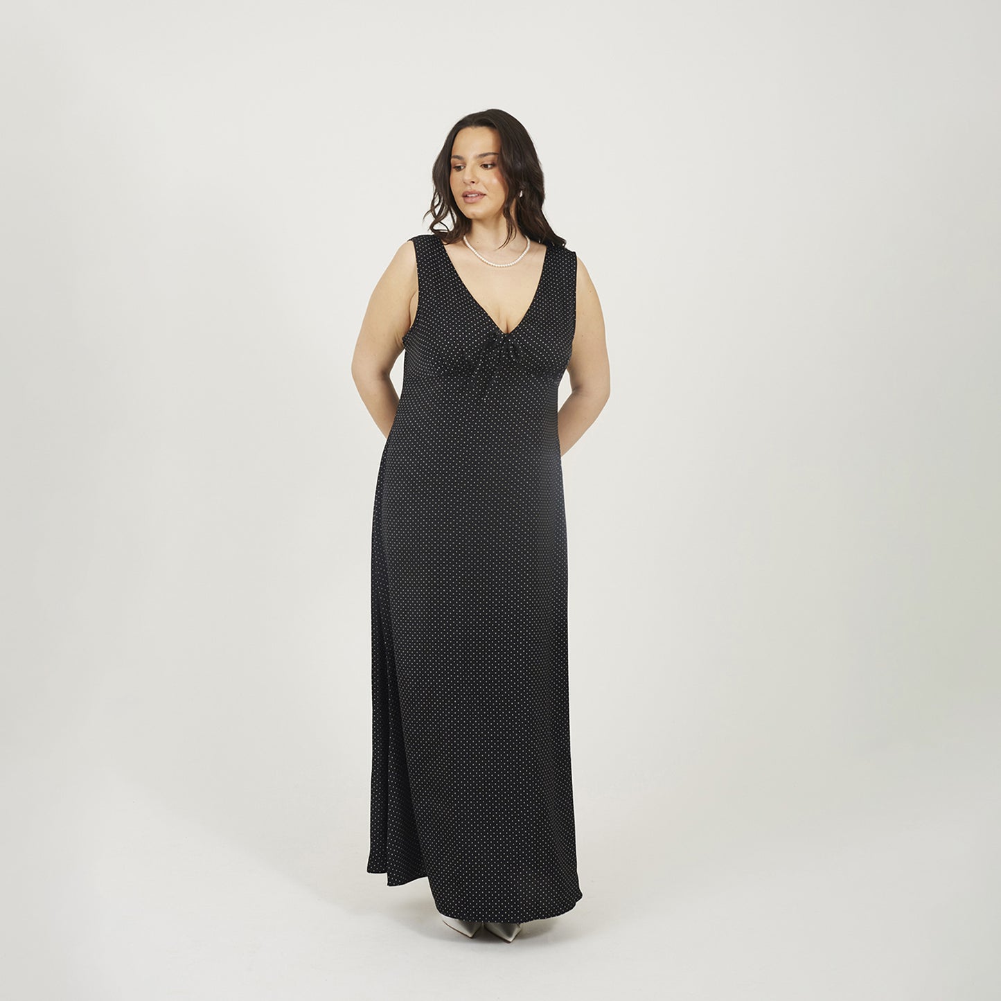 Brave Soul Black Plus Sleeveless Satin Maxi Dress - Black Image 3