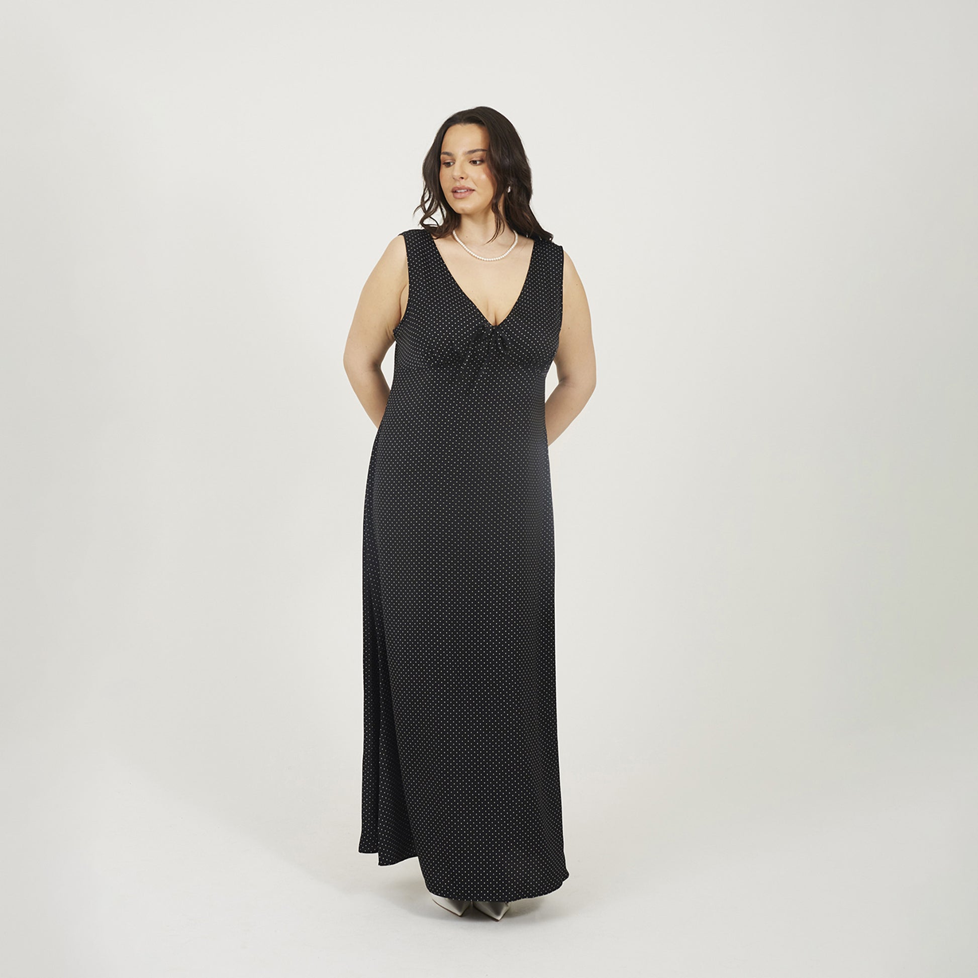 Brave Soul Black Plus Sleeveless Satin Maxi Dress - Black Image 3