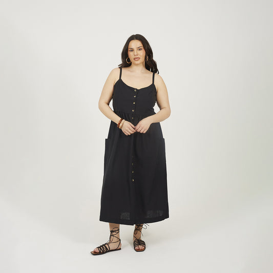 Brave Soul Black Plus Button Down Trappy Midi Dress - Black Image 1